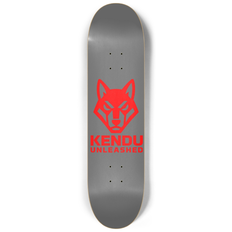 Kendu Unleashed Skateboard Deck (Gray w/ red logo)