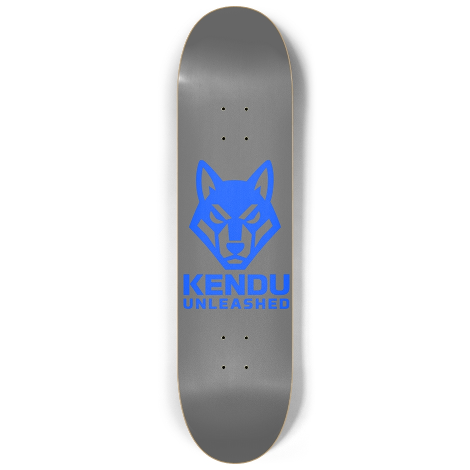 Kendu Unleashed Skateboard Deck (Gray w/ blue logo)