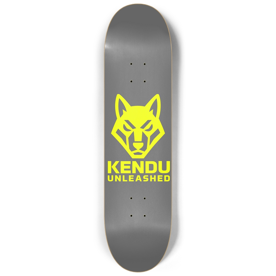 Kendu Unleashed Skateboard Deck (Gray w/ yellow logo)