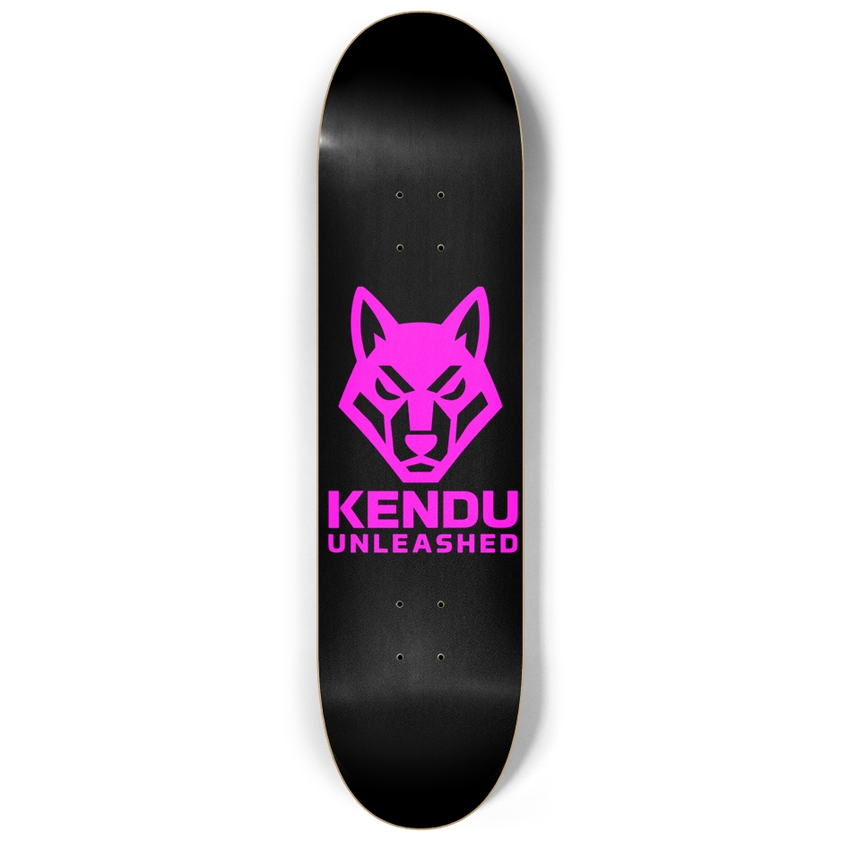 Kendu Unleashed Skateboard Deck (Black w/ pink logo)