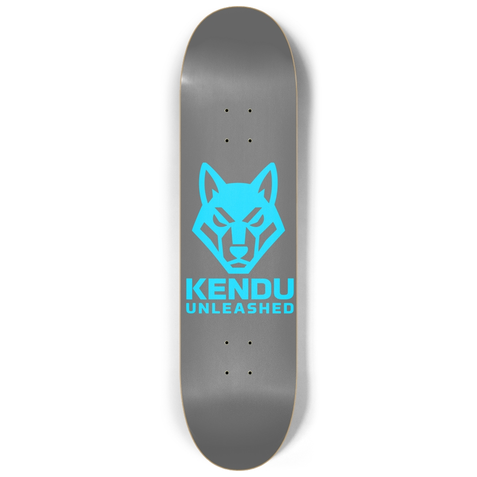 Kendu Unleashed Skateboard Deck (Gray w/ light blue logo)