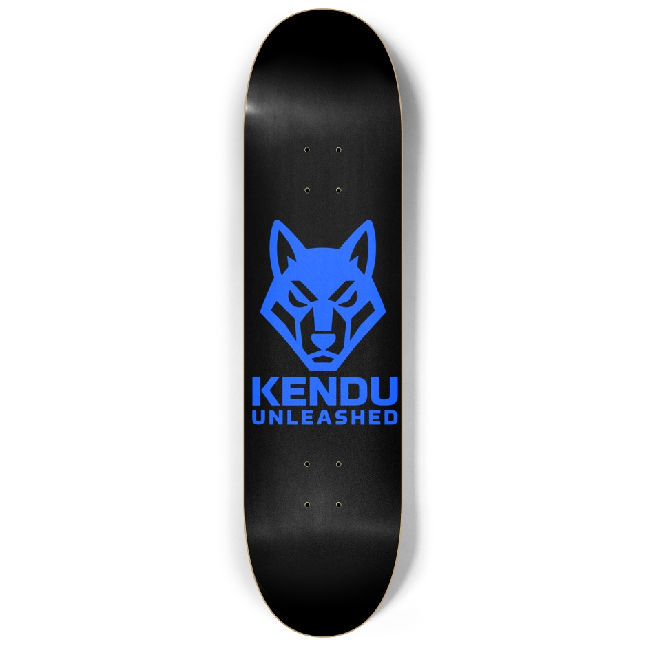 Kendu Unleashed Skateboard Deck (Black w/ blue logo)