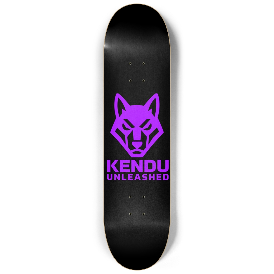 Kendu Unleashed Skateboard Deck (Black w/ purple logo)