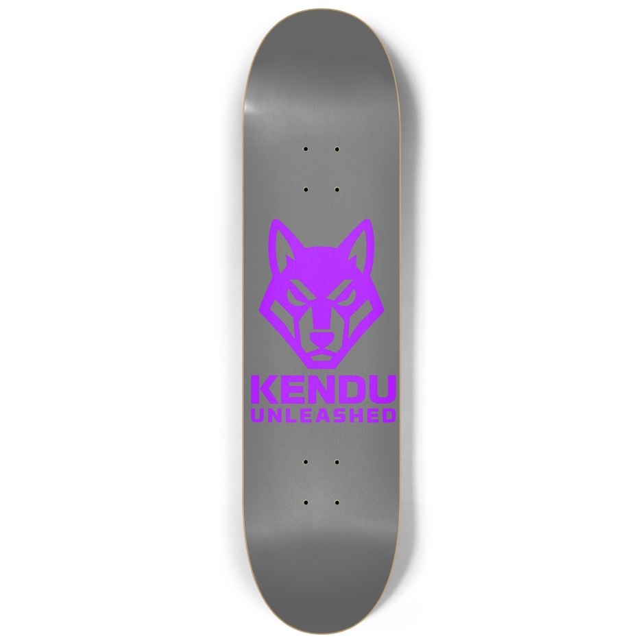 Kendu Unleashed Skateboard Deck (Gray w/ purple logo)