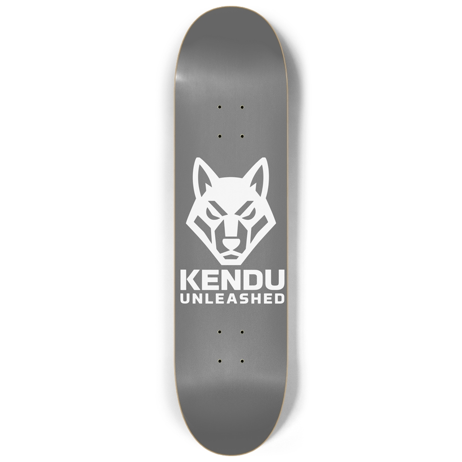 Kendu Unleashed Skateboard Deck  (Gray w/ white logo)