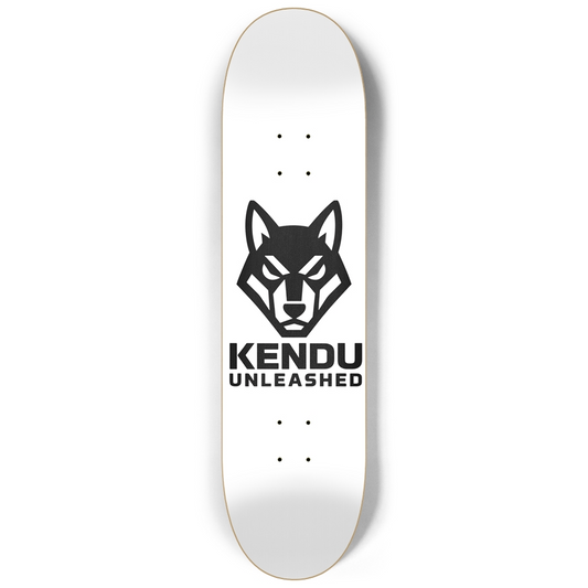 Kendu Unleashed Skateboard Deck (White w/ black logo)