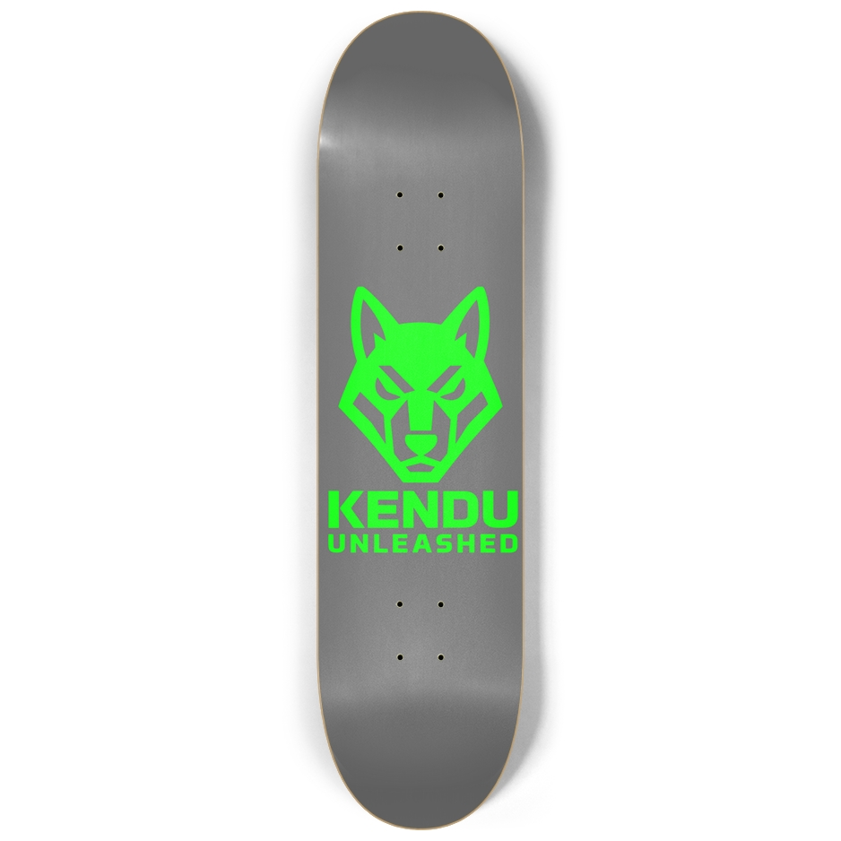 Kendu Unleashed Skateboard Deck (Gray w/ green logo)