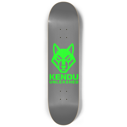 Kendu Unleashed Skateboard Deck (Gray w/ green logo)