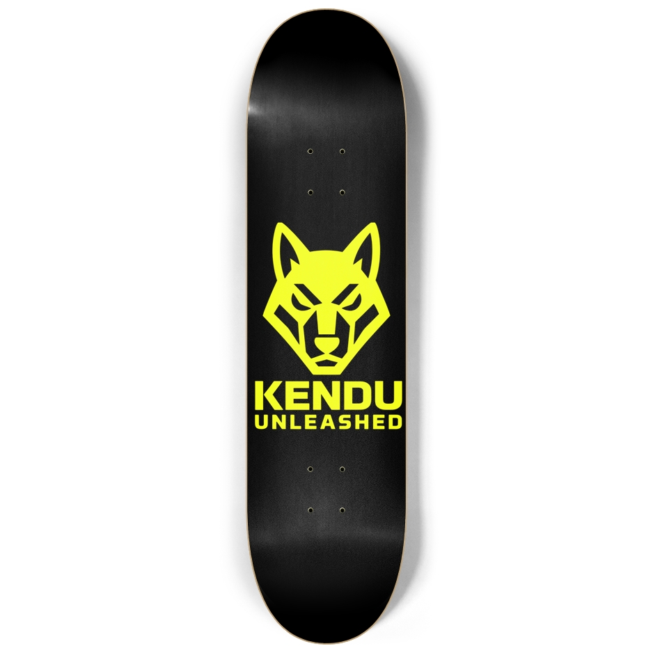 Kendu Unleashed Skateboard Deck (Black w/ yellow logo)