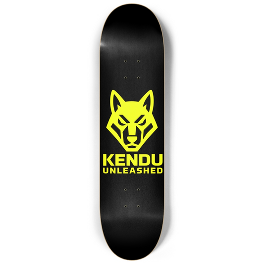 Kendu Unleashed Skateboard Deck (Black w/ yellow logo)