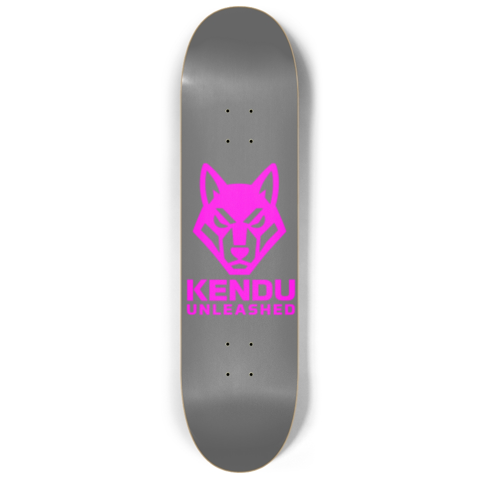 Kendu Unleashed Skateboard Deck (Gray w/ pink logo)