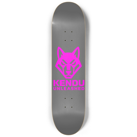 Kendu Unleashed Skateboard Deck (Gray w/ pink logo)