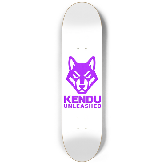 Kendu Unleashed Skateboard Deck (White w/ purple logo)
