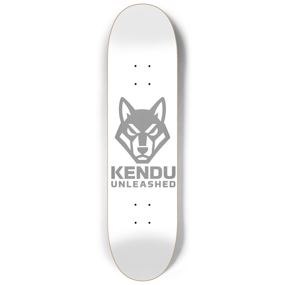 Kendu Unleashed Skateboard Deck (White w/ gray logo)