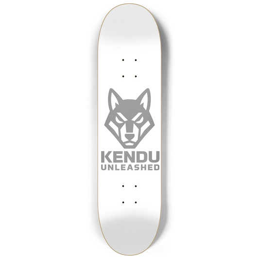 Kendu Unleashed Skateboard Deck (White w/ gray logo)