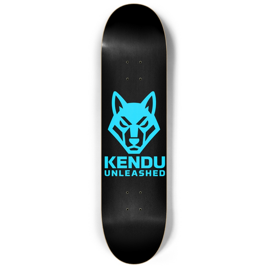 Kendu Unleashed Skateboard Deck (Black w/ light blue logo)
