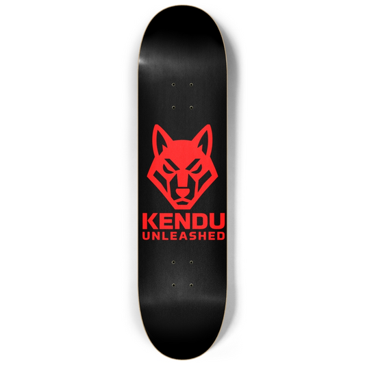 Kendu Unleashed Skateboard Deck (Black w/ red logo)