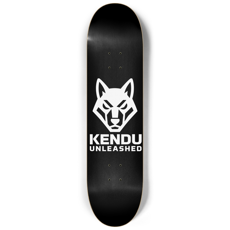 Kendu Unleashed Skateboard Deck (Black w/ white logo)