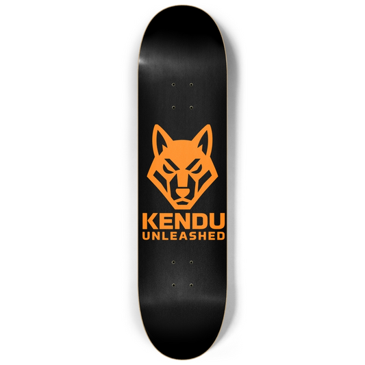 Kendu Unleashed Skateboard Deck (Black w/ orange logo)