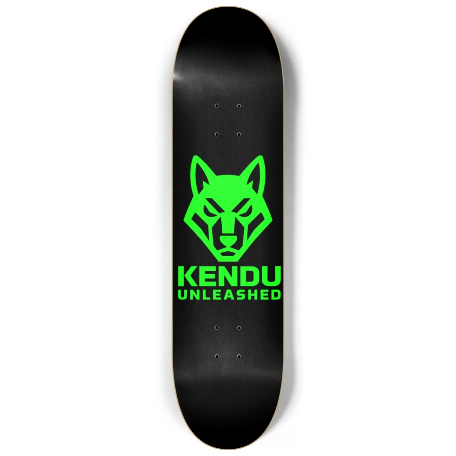 Kendu Unleashed Skateboard Deck (Black w/ green logo)