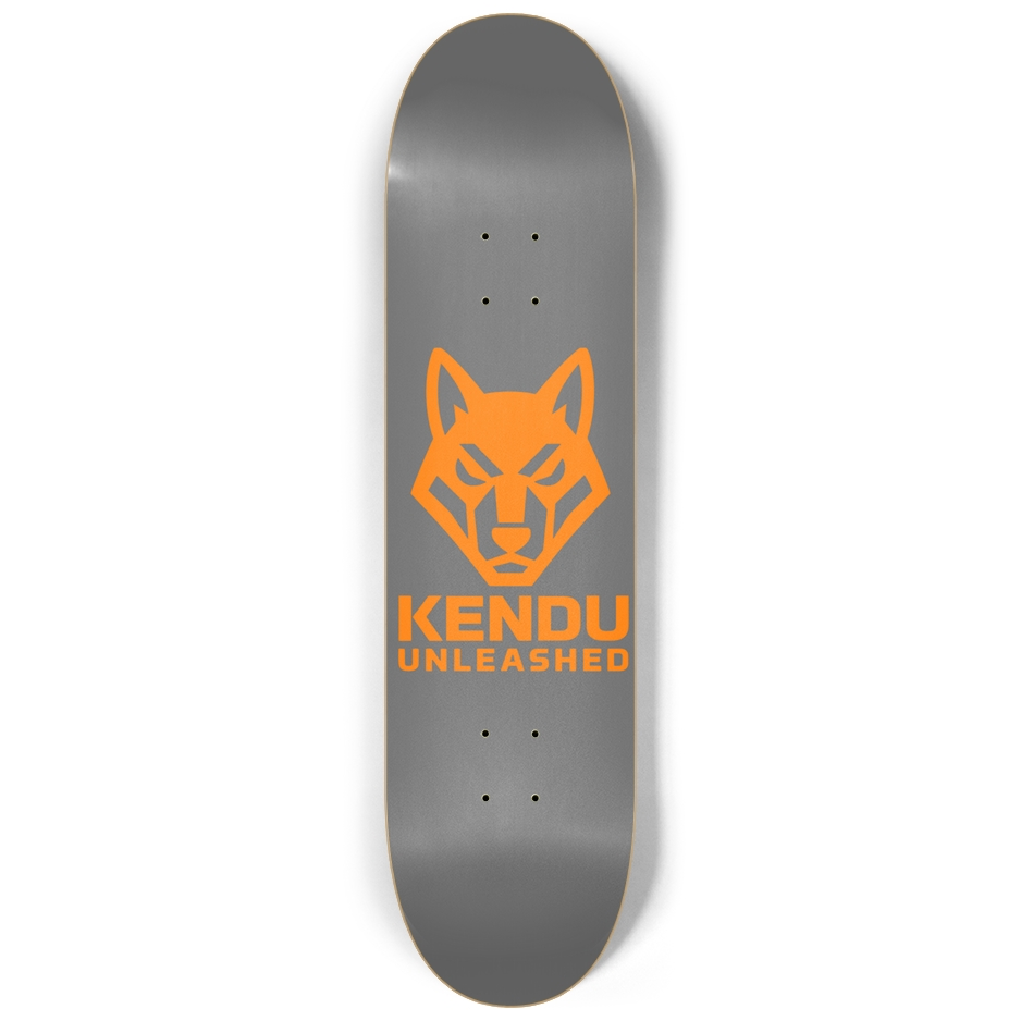 Kendu Unleashed Skateboard Deck (Gray w/ orange logo)