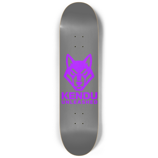 Kendu Unleashed Skateboard Deck (Gray w/ purple logo)