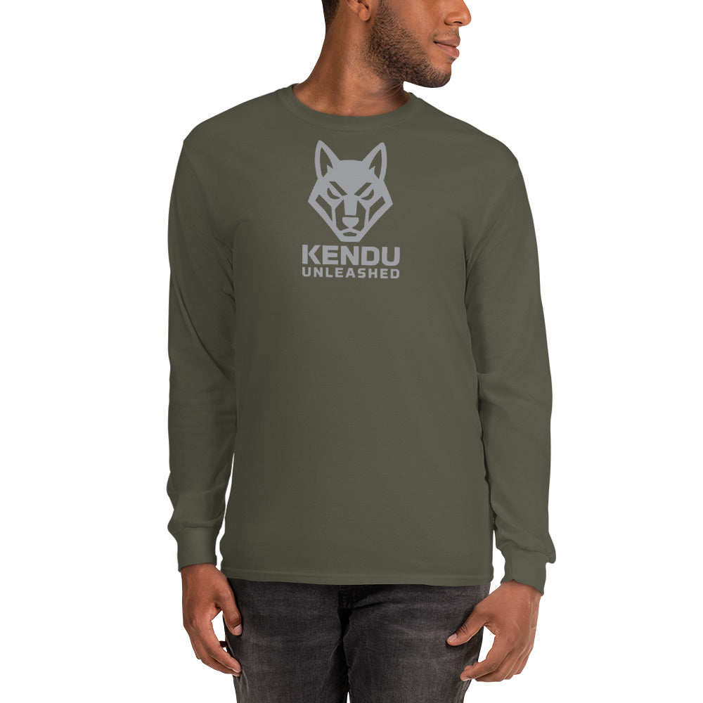 Kendu Unleashed Unisex Long Sleeve T-Shirt Gray Logo