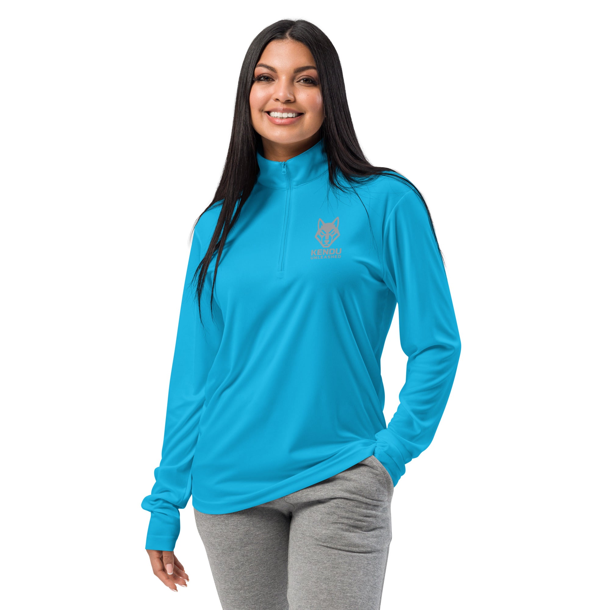 Kendu Unleashed Unisex Quarter Zip Pullover Gray Logo