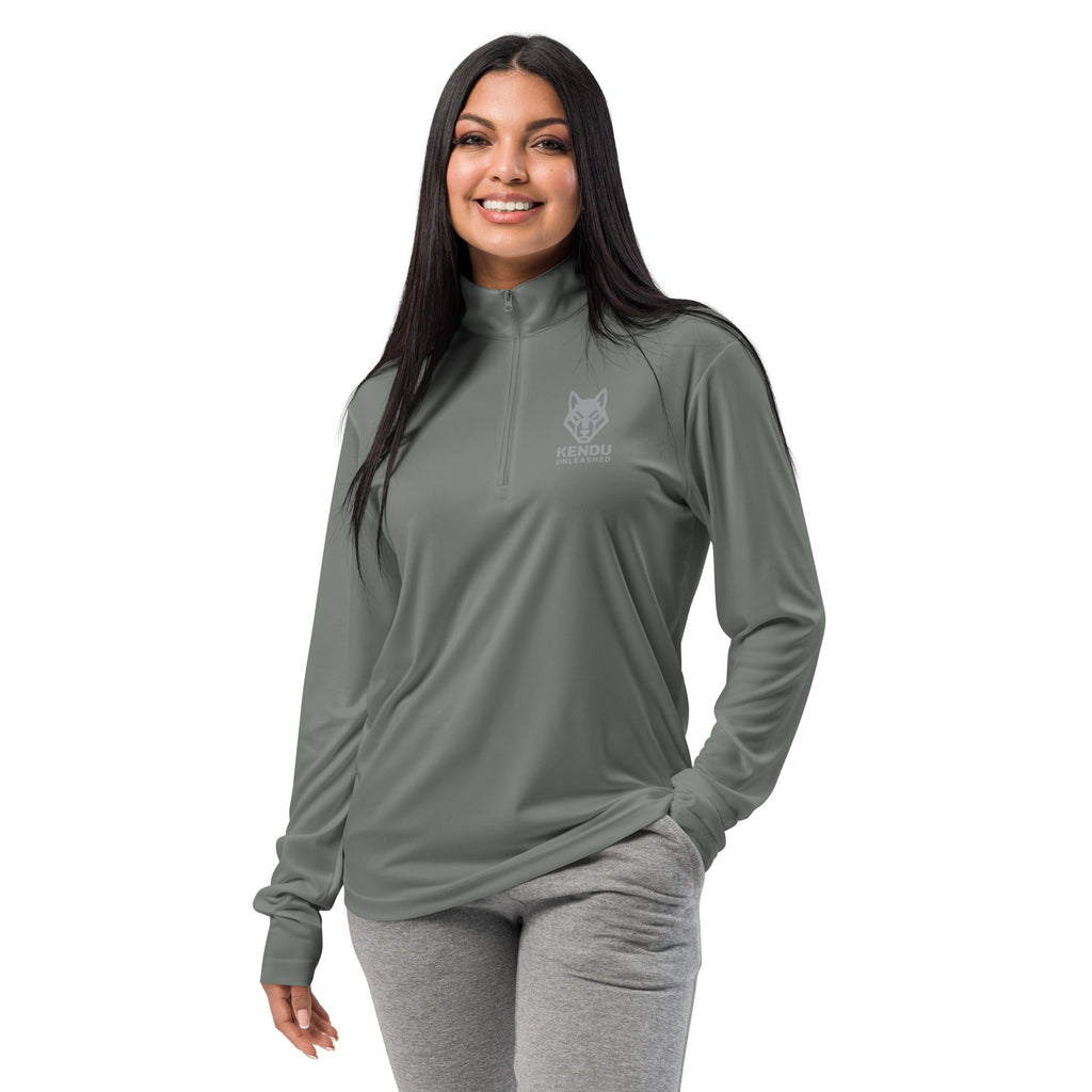 Kendu Unleashed Unisex Quarter Zip Pullover Gray Logo