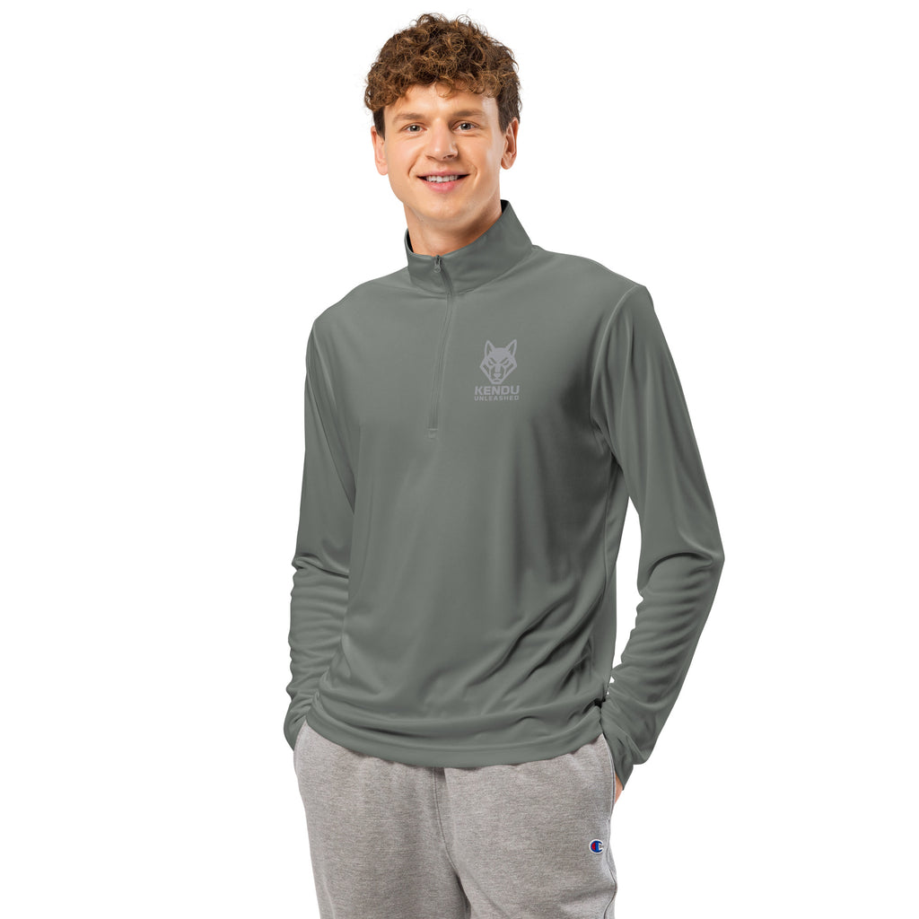 Kendu Unleashed Unisex Quarter Zip Pullover Gray Logo