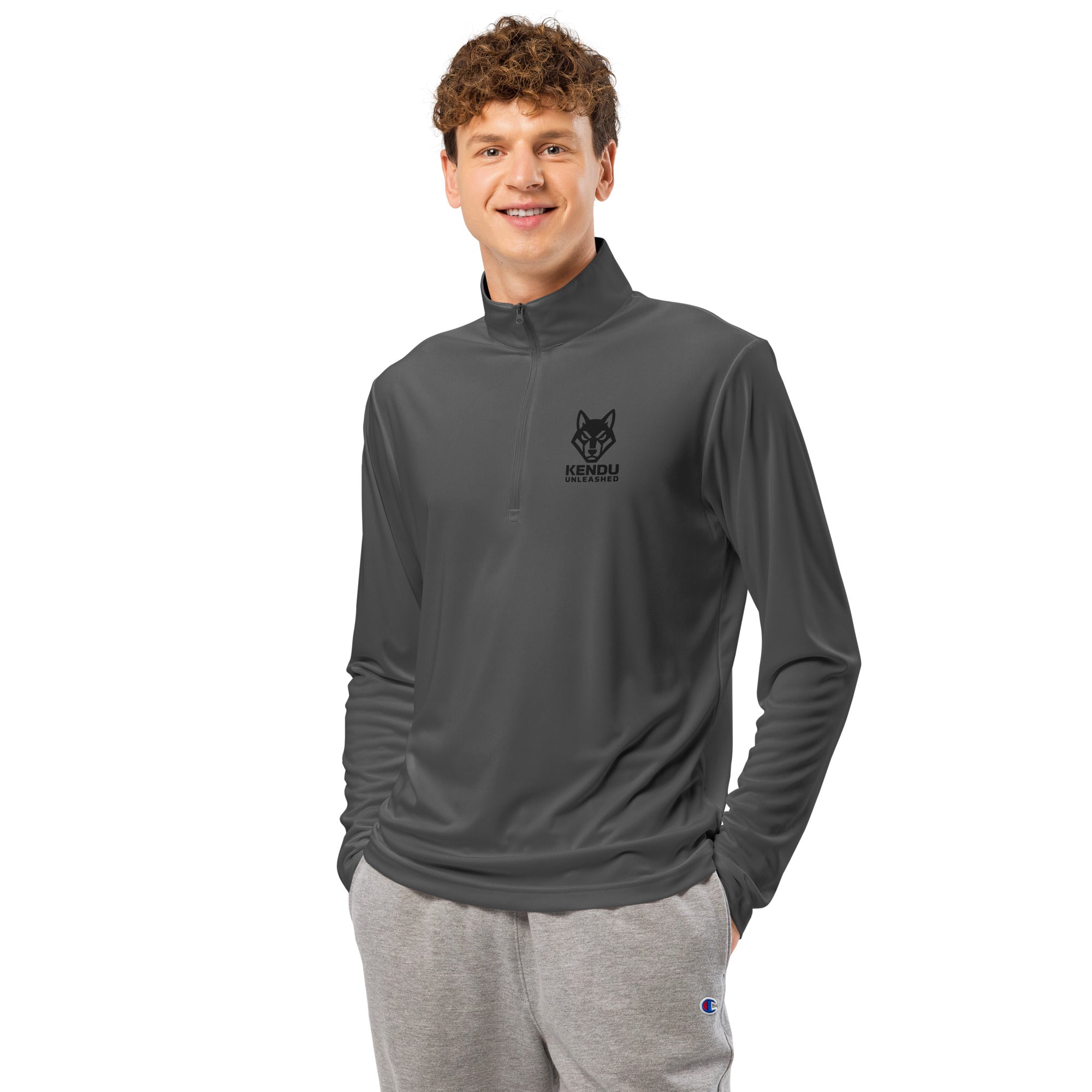 Kendu Unleashed Unisex Quarter Zip Pullover Black Logo