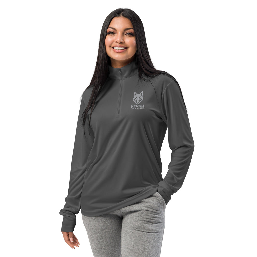 Kendu Unleashed Unisex Quarter Zip Pullover Gray Logo