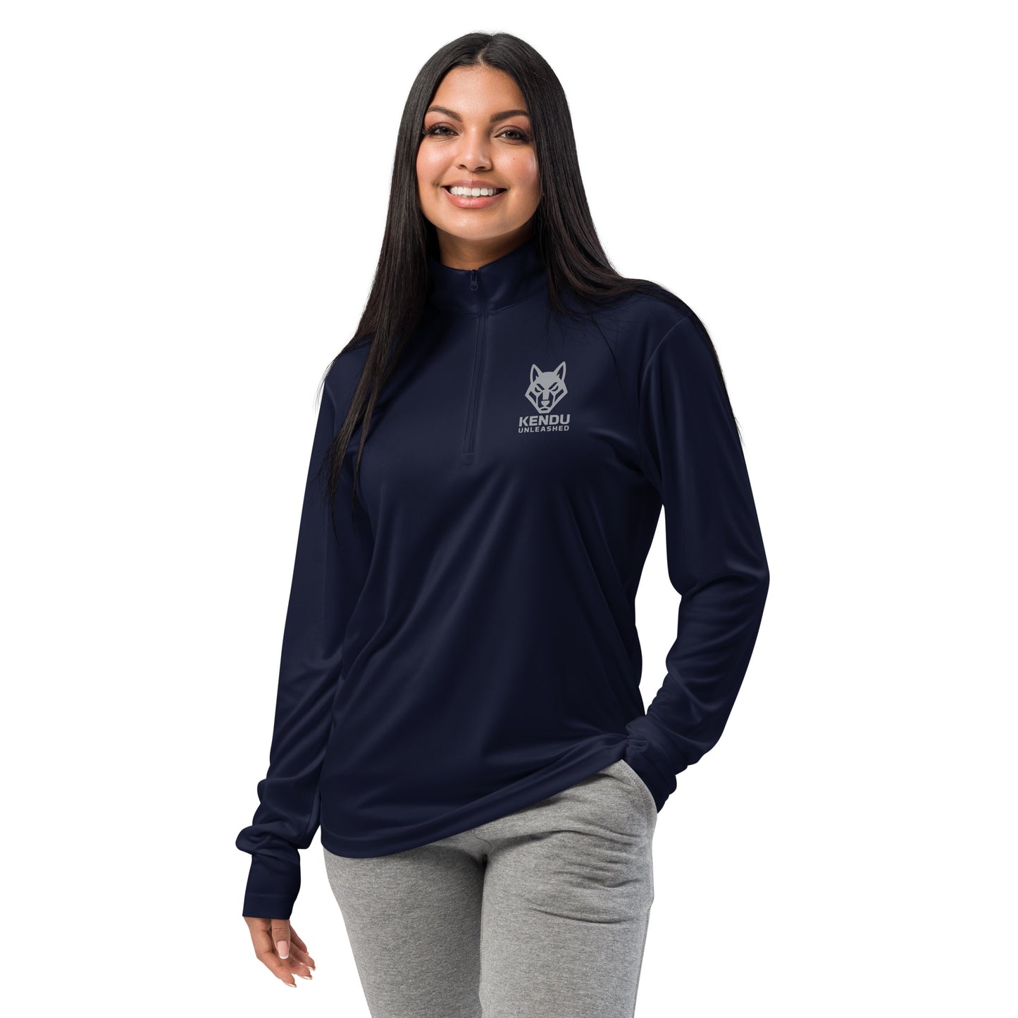 Kendu Unleashed Unisex Quarter Zip Pullover Gray Logo