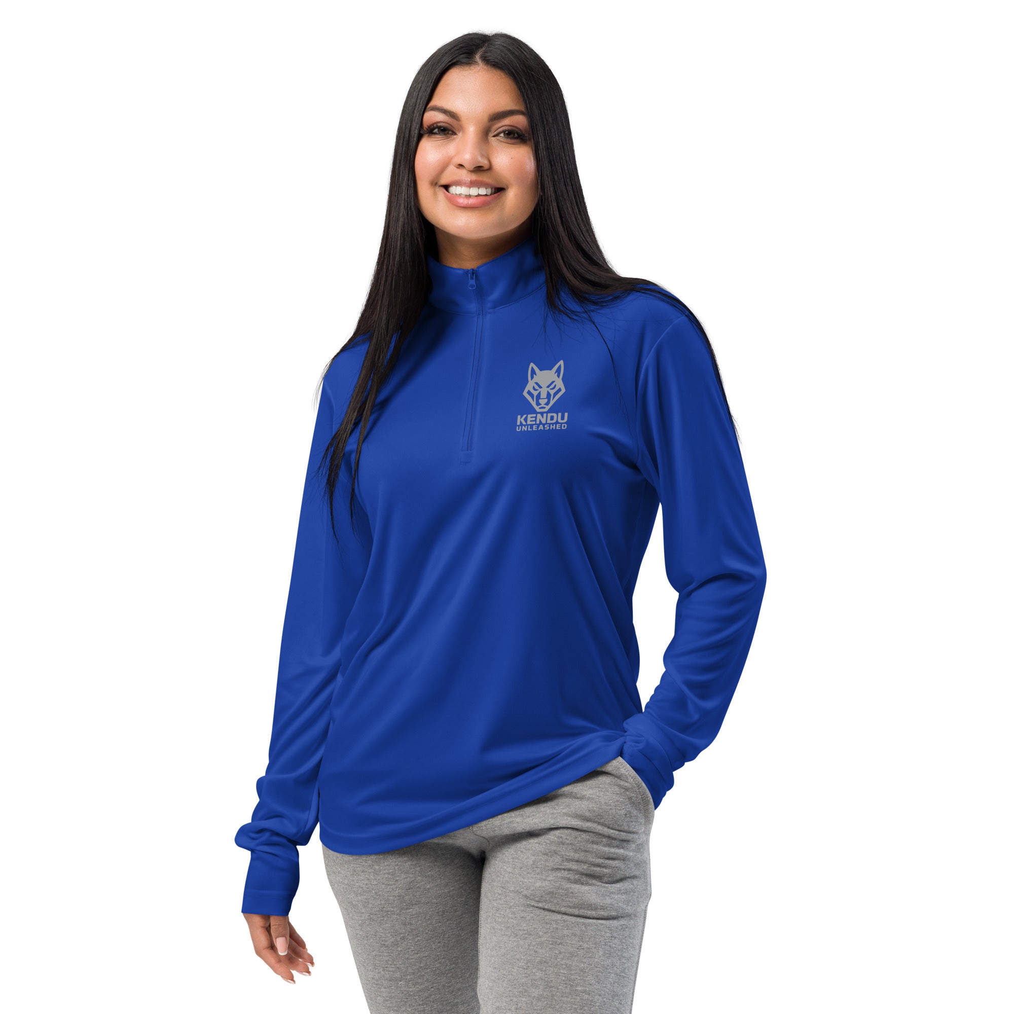 Kendu Unleashed Unisex Quarter Zip Pullover Gray Logo