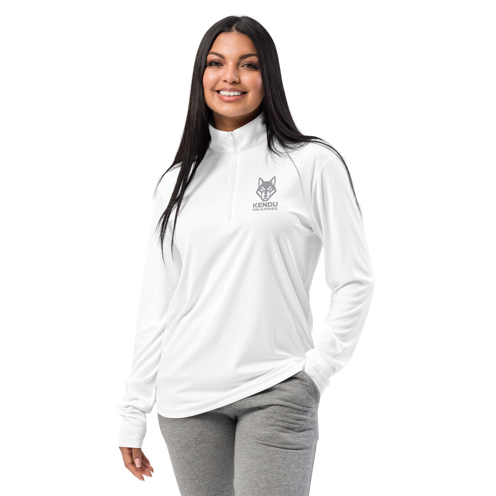 Kendu Unleashed Unisex Quarter Zip Pullover Gray Logo