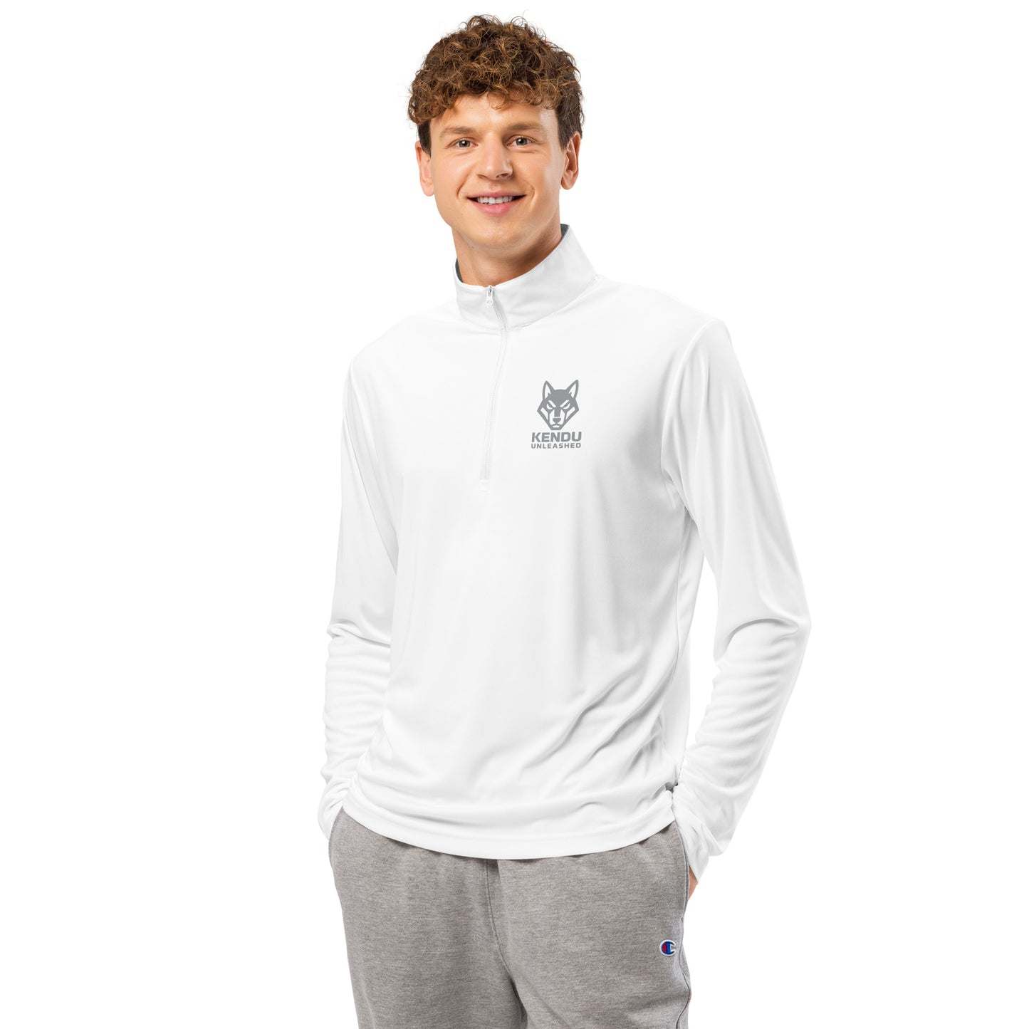 Kendu Unleashed Unisex Quarter Zip Pullover Gray Logo