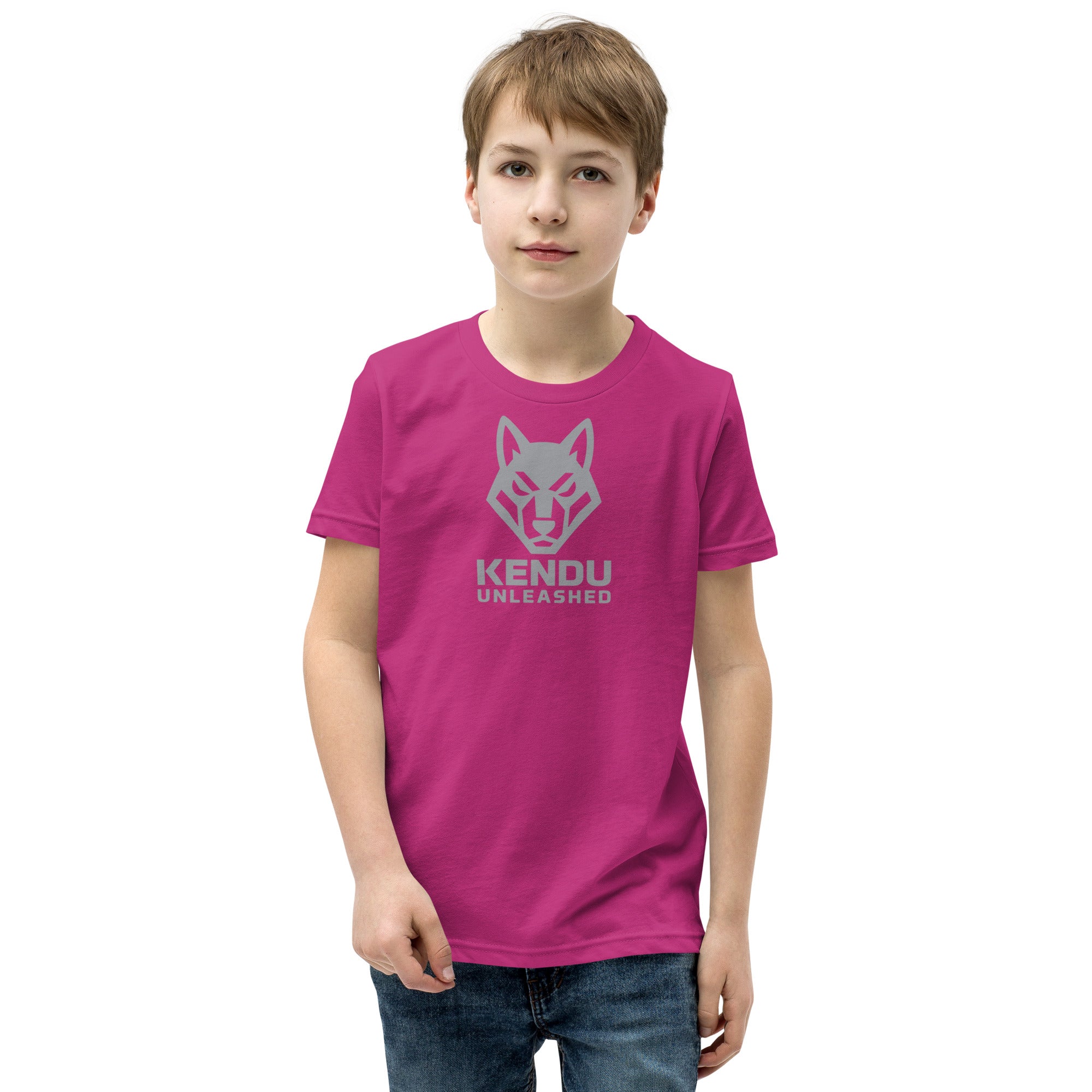 Kendu Unleashed Youth Short Sleeve T-Shirt Gray Logo