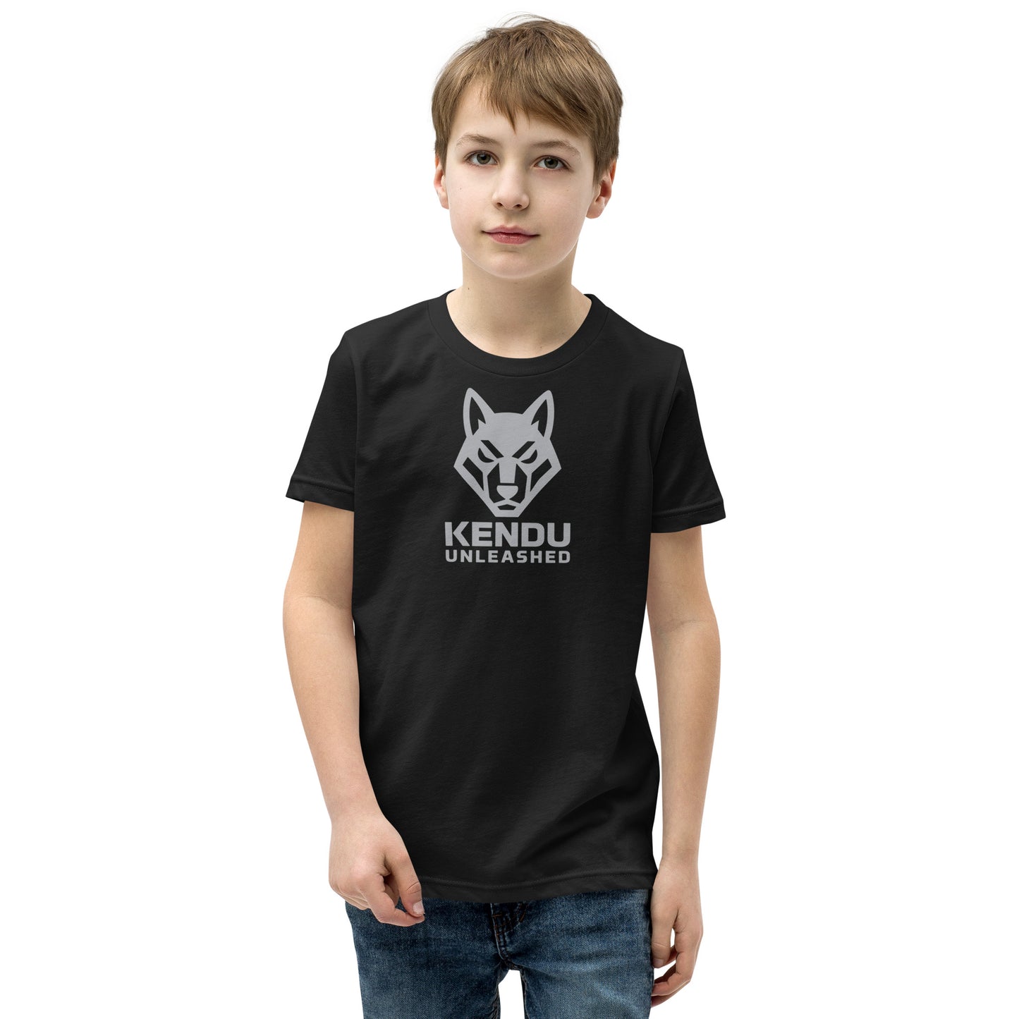 Kendu Unleashed Youth Short Sleeve T-Shirt Gray Logo