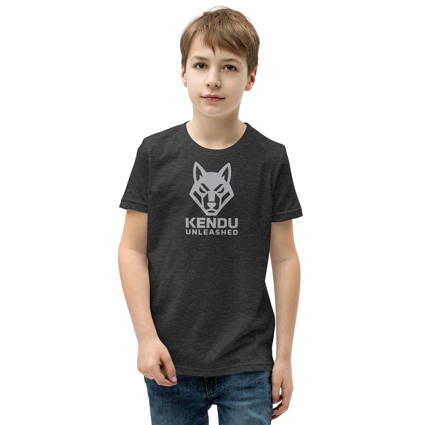 Kendu Unleashed Youth Short Sleeve T-Shirt Gray Logo