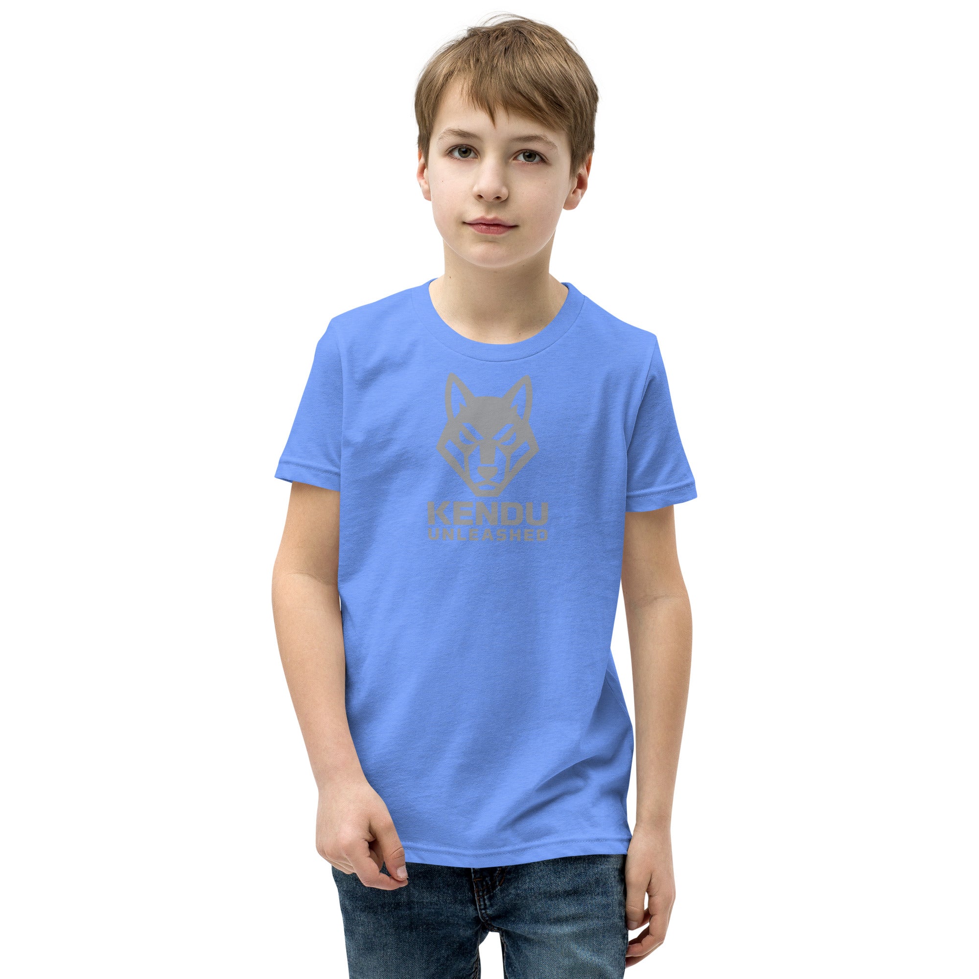Kendu Unleashed Youth Short Sleeve T-Shirt Gray Logo