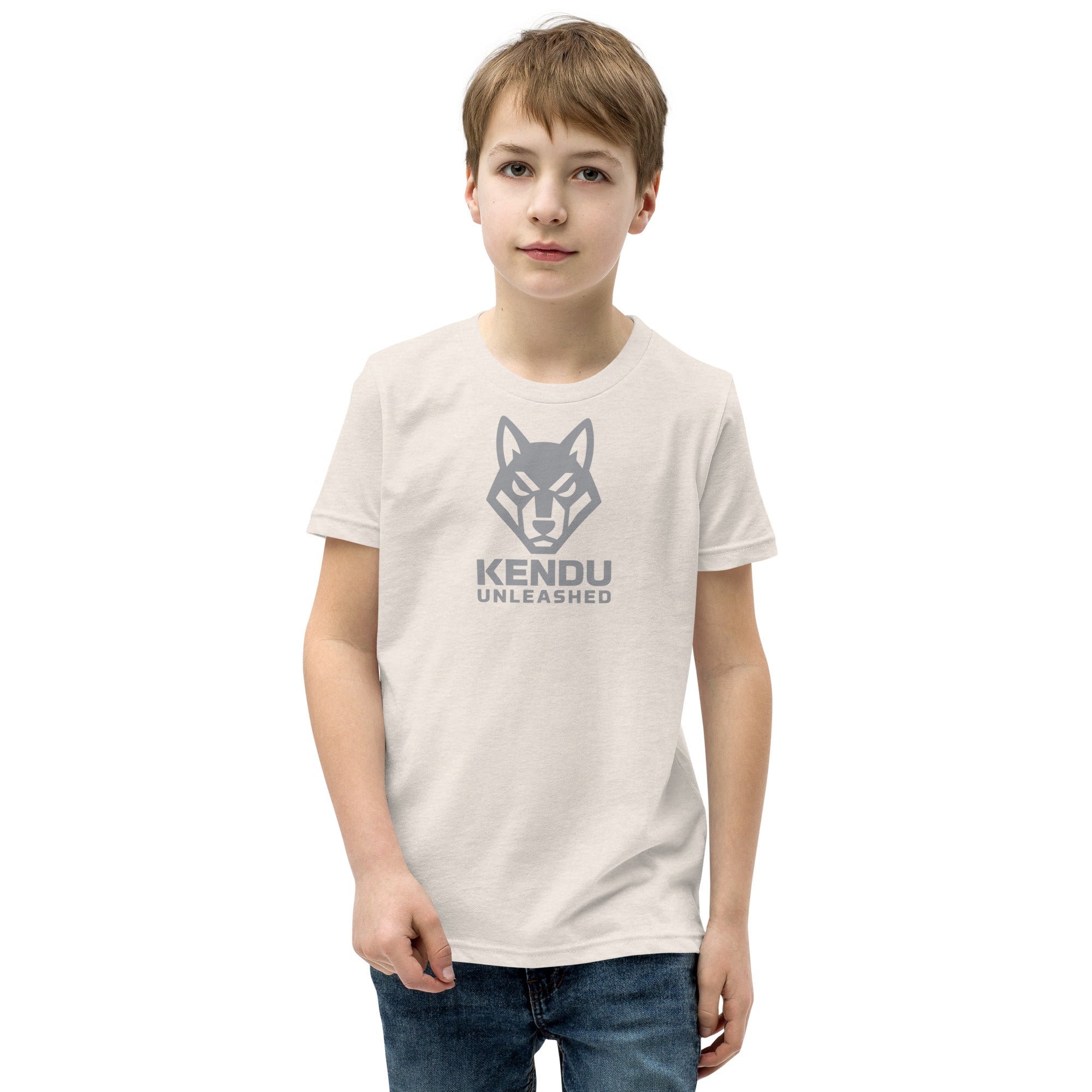 Kendu Unleashed Youth Short Sleeve T-Shirt Gray Logo