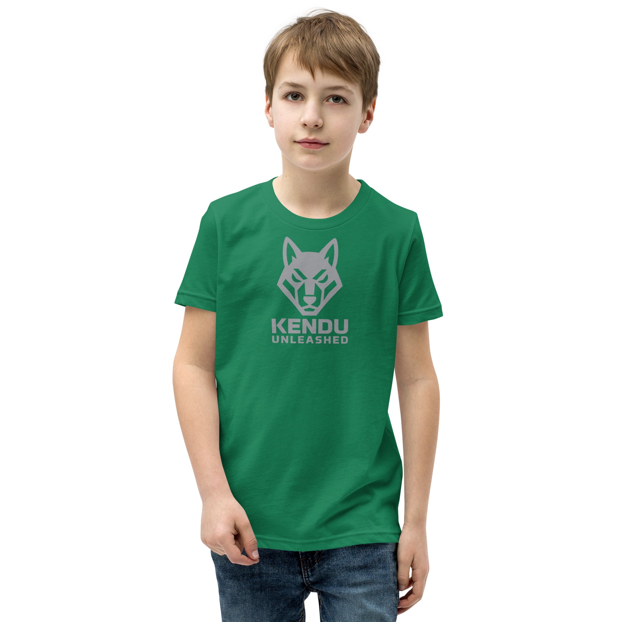 Kendu Unleashed Youth Short Sleeve T-Shirt Gray Logo