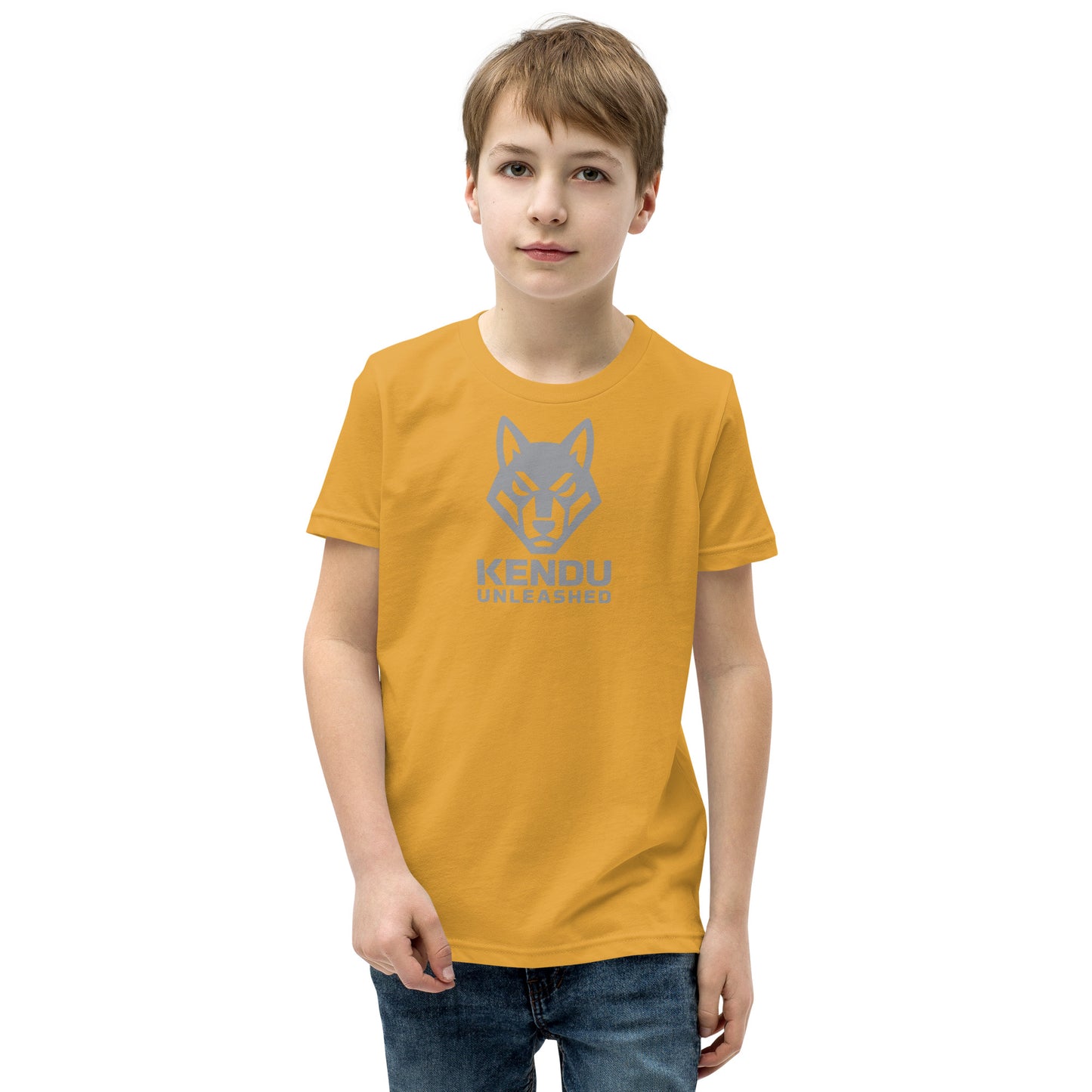 Kendu Unleashed Youth Short Sleeve T-Shirt Gray Logo