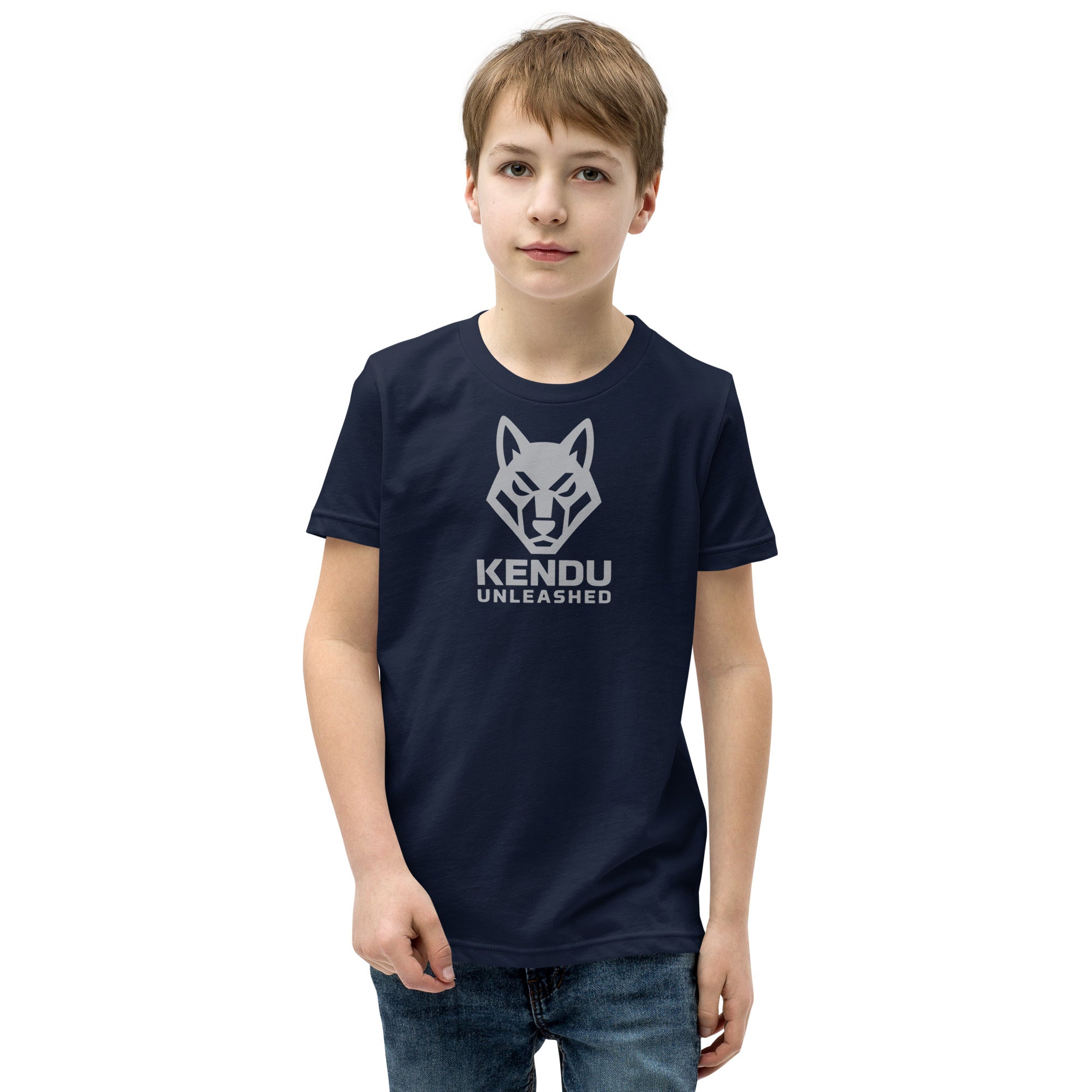Kendu Unleashed Youth Short Sleeve T-Shirt Gray Logo