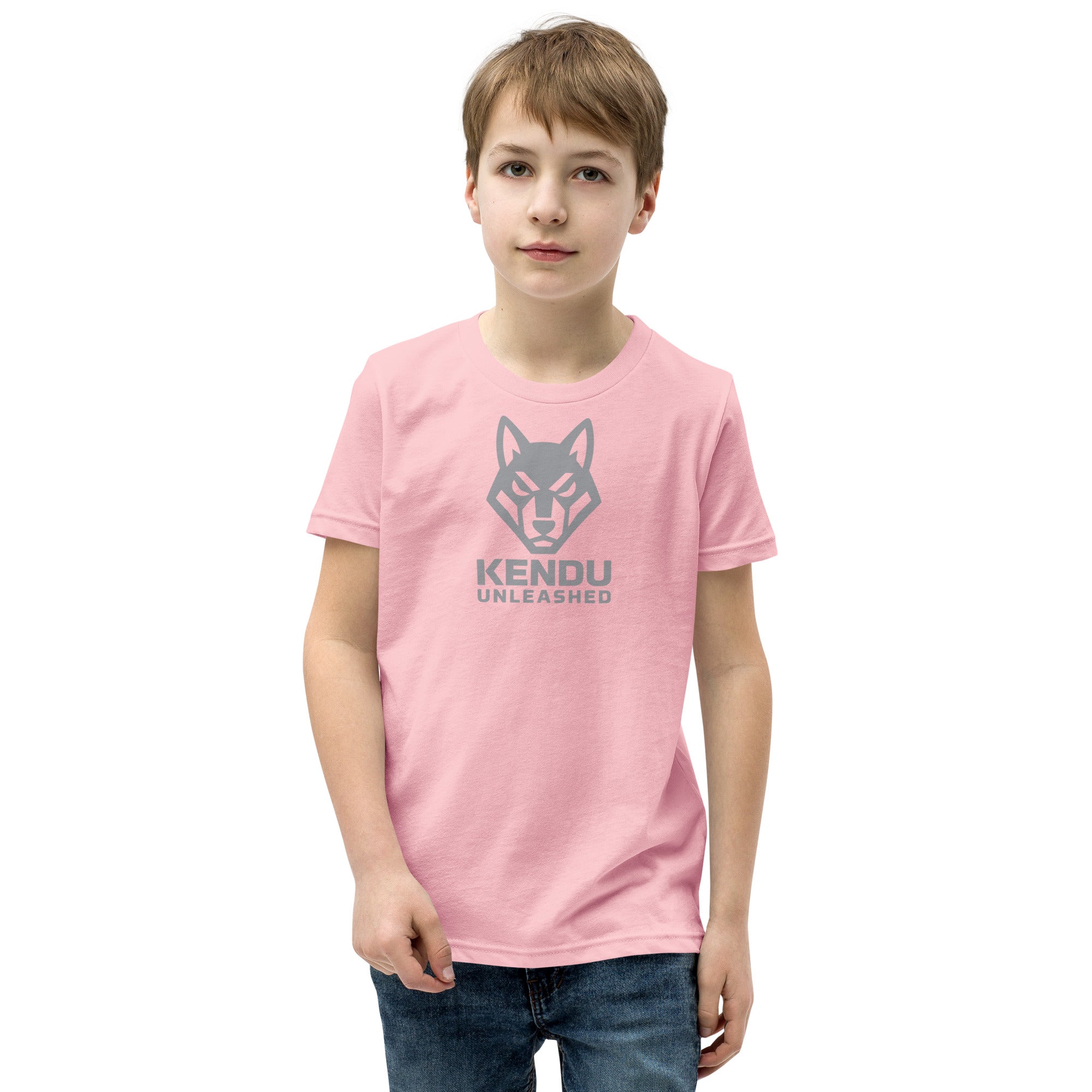 Kendu Unleashed Youth Short Sleeve T-Shirt Gray Logo