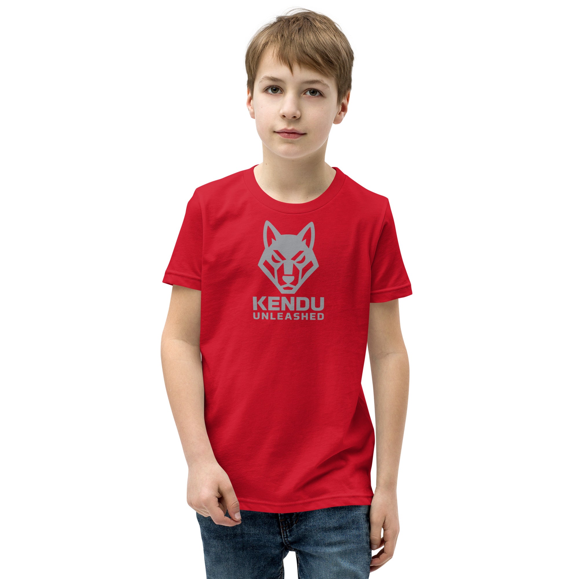 Kendu Unleashed Youth Short Sleeve T-Shirt Gray Logo