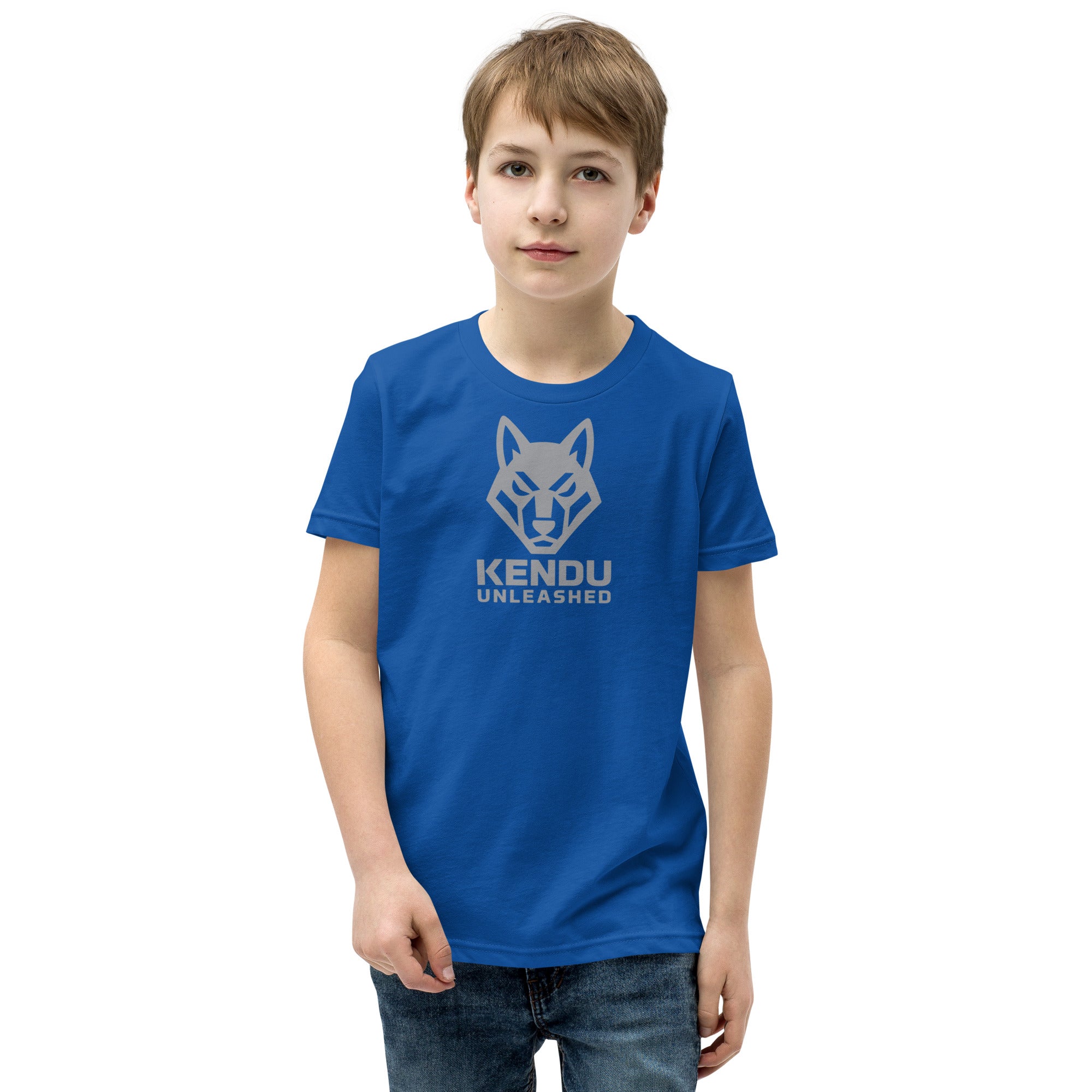Kendu Unleashed Youth Short Sleeve T-Shirt Gray Logo